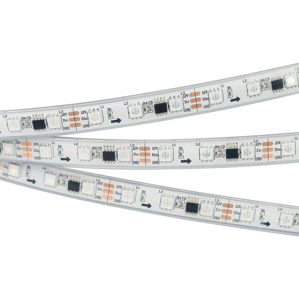 Лента светодиодная SPI-5000PGS-5060-60 12V Cx3 RGB (12mm, 14.4W, IP67) (Arlight, Закрытый, IP67)