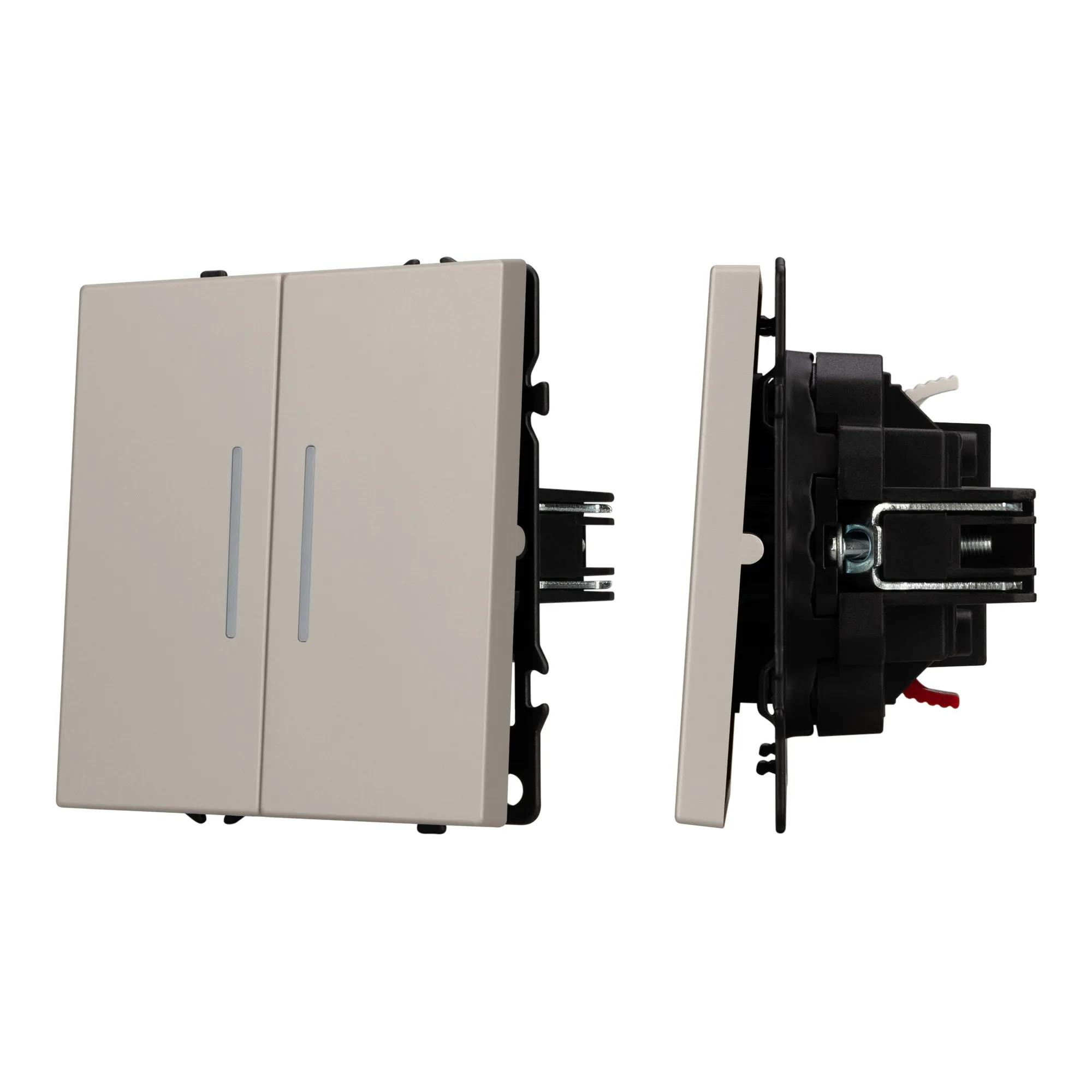 Механизм выключателя двухклавишный проходной LED SWT-NOBE-MKP2-SFPL-L-CA (230V, 10A) (Arlight, Кашемир) - изображение товара