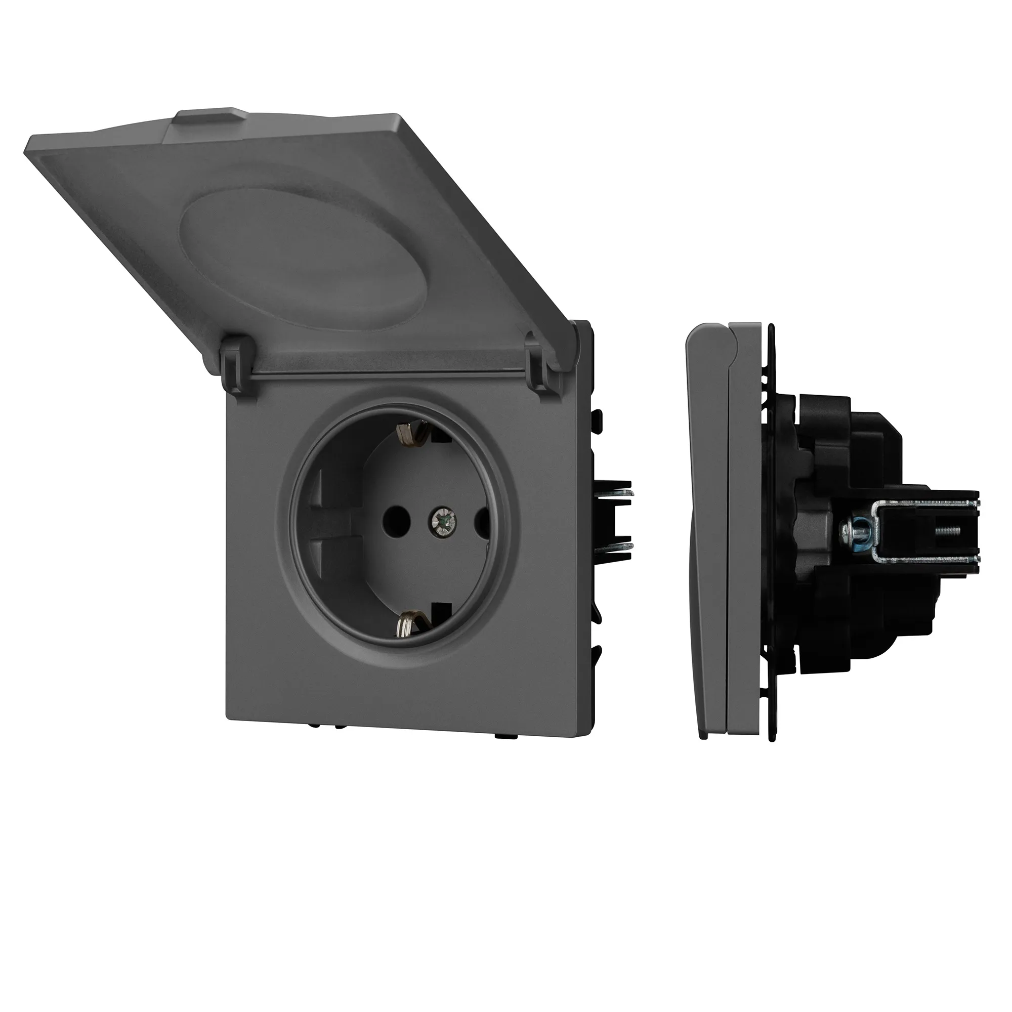 Механизм розетки влагозащищённый SCT-NOBE-MCP-SFPL-GR (230V, 16A) (Arlight, -) - изображение товара