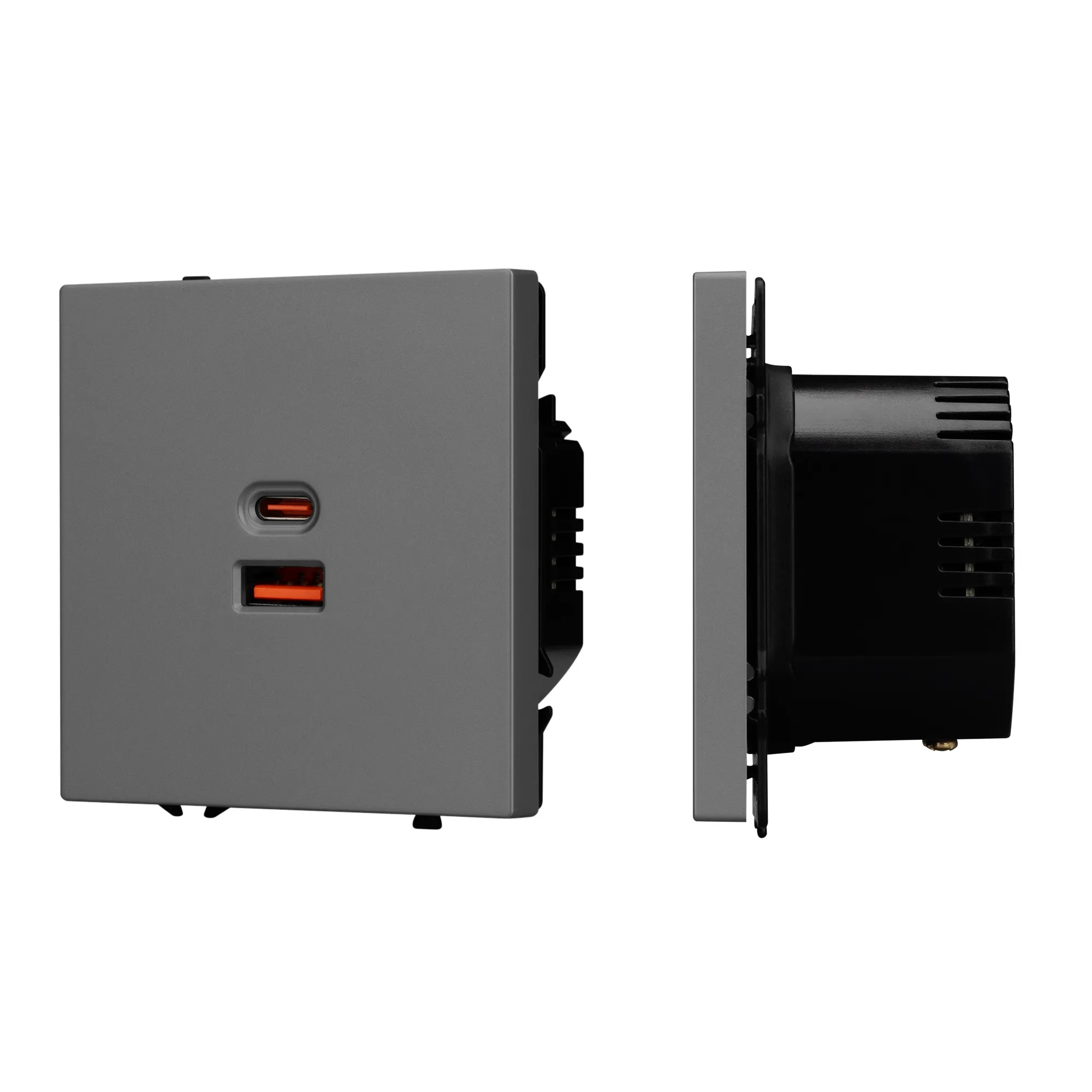 Механизм розетки с быстрой USB зарядкой SCT-NOBE-MUAC-SFPL-FC-GR (65W, QC3) (Arlight, -) - изображение товара