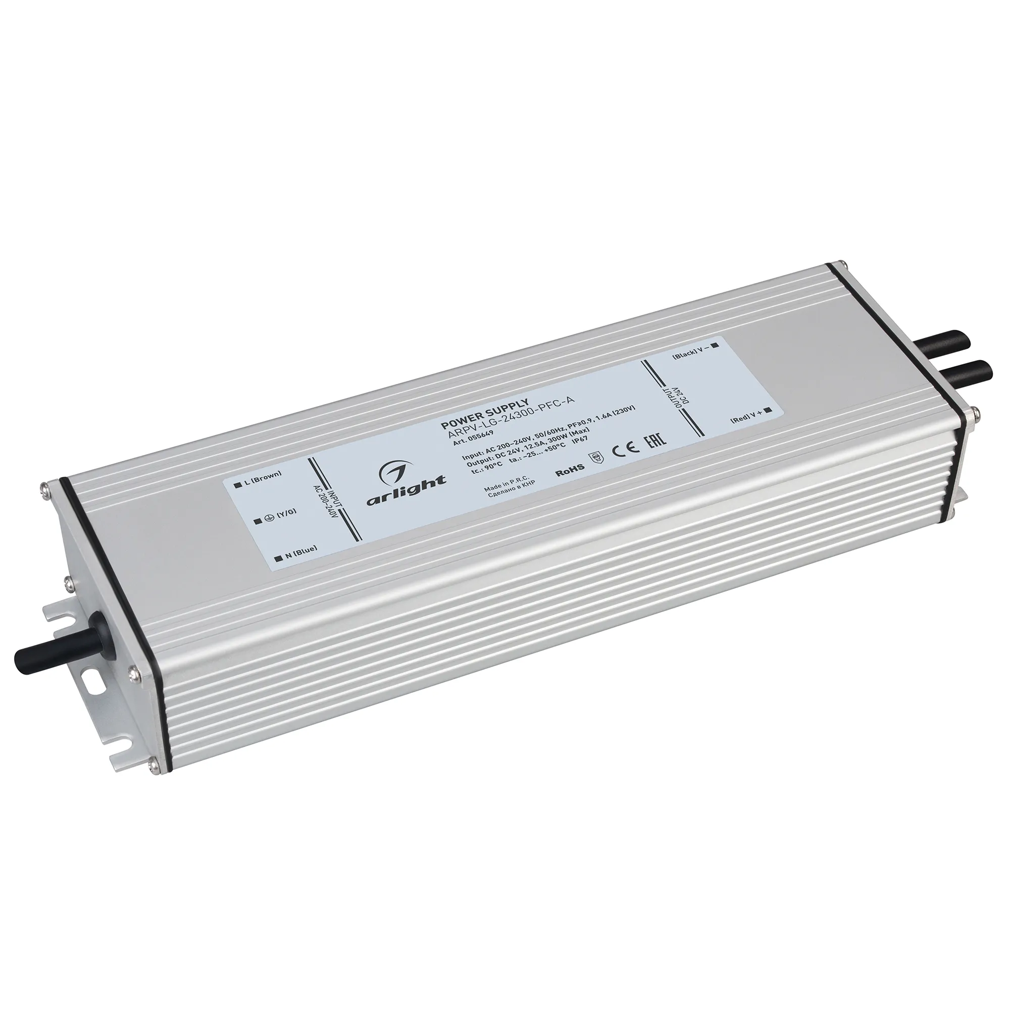 Блок питания ARPV-LG-24300-PFC-A (24V, 12.5A, 300W) (Arlight, IP67 Металл, 5 лет) - изображение товара